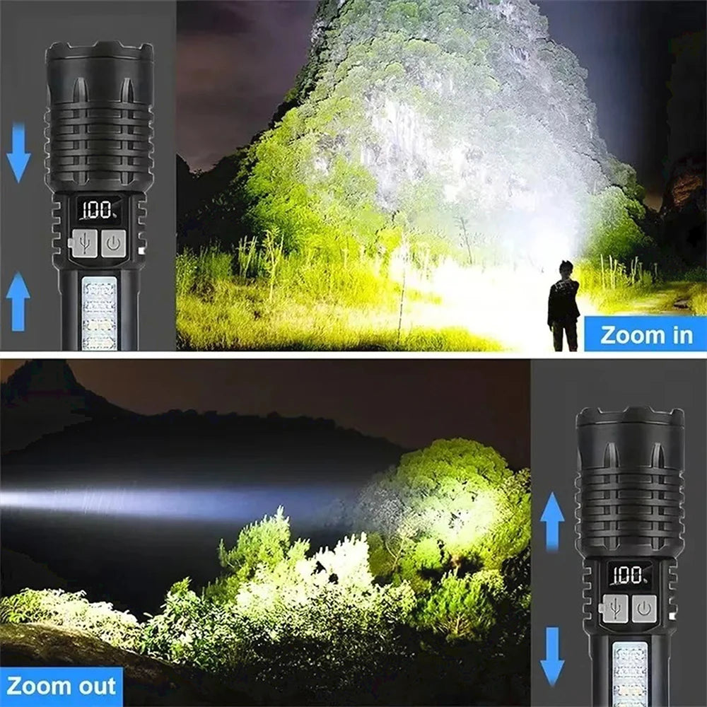 High Power LED Flashlight Powerful TYPE-C Rechargeable