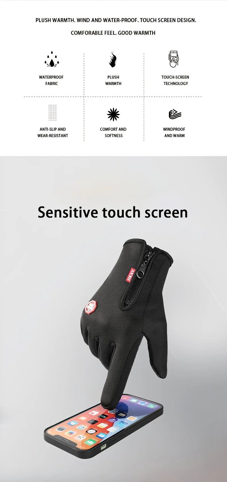 Winter Gloves For Men Women Touchscreen Warm Outdoor